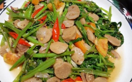 sayur kangkung cah bakso