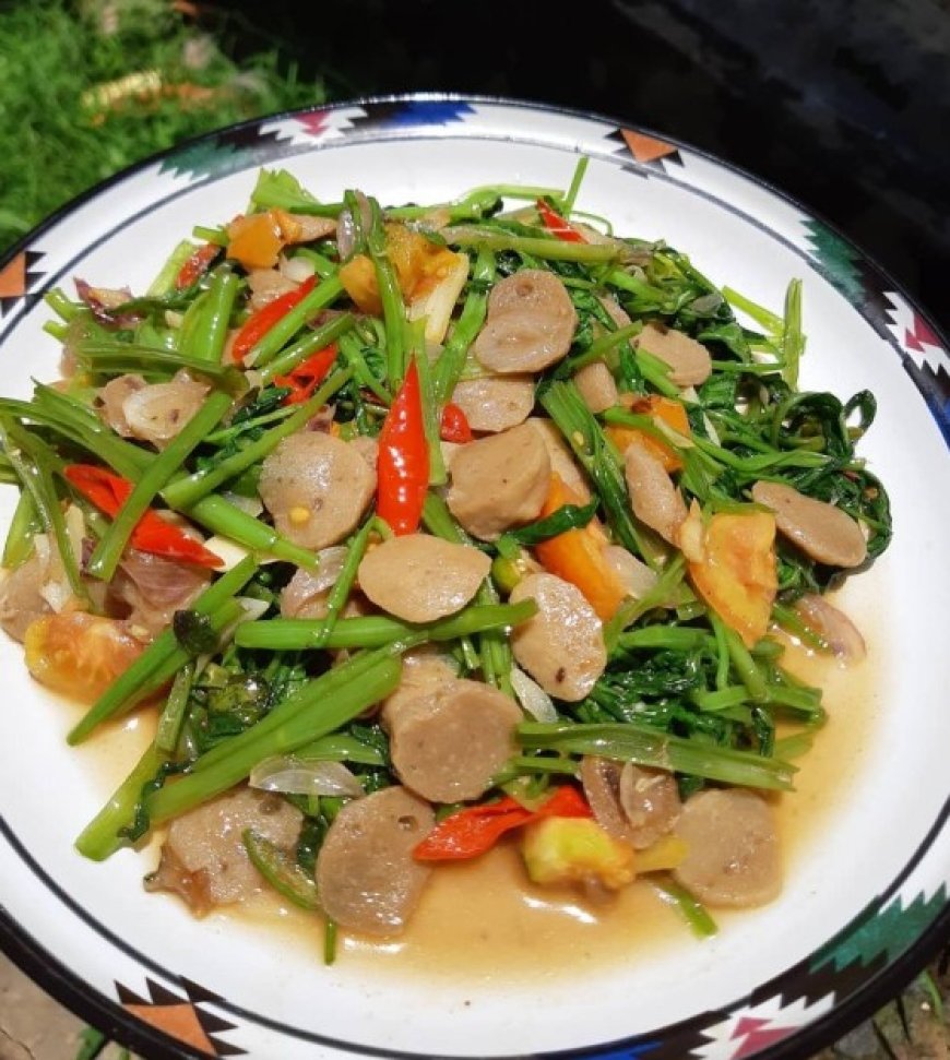 sayur kangkung cah bakso