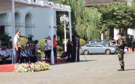 Letkol Kav Samto Betah Jadi Komandan Upacara Apel Kesiapsiagaan Bencana Hidrometeorologi