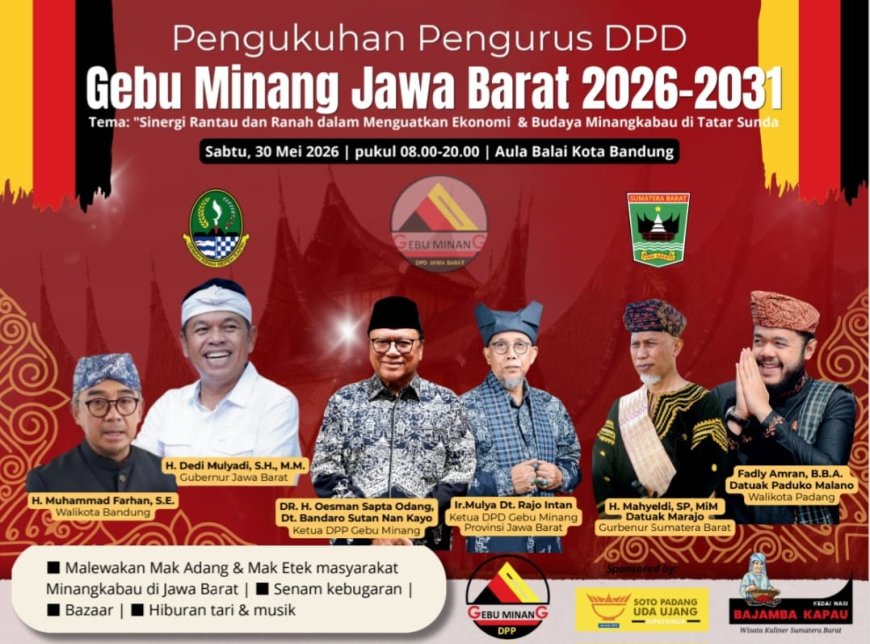 Siap Digelar, Pengukuhan DPD Gebu Minang Jawa Barat Periode 2026-2031 Usung Sinergi Ekonomi dan Budaya
