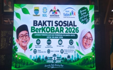 Kolaborasi Kebersamaan BerKOBAR 2026 dan Rumah Yatim Gelar Pemeriksaan serta Kacamata Gratis untuk 100 Anak Yatim di Pendopo Kota Bandung